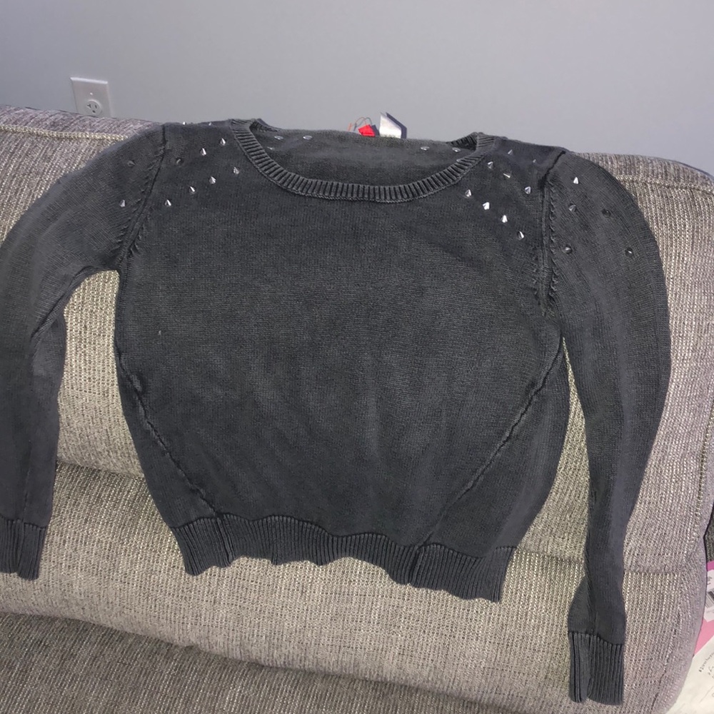 Grey sweater with metal embroidery